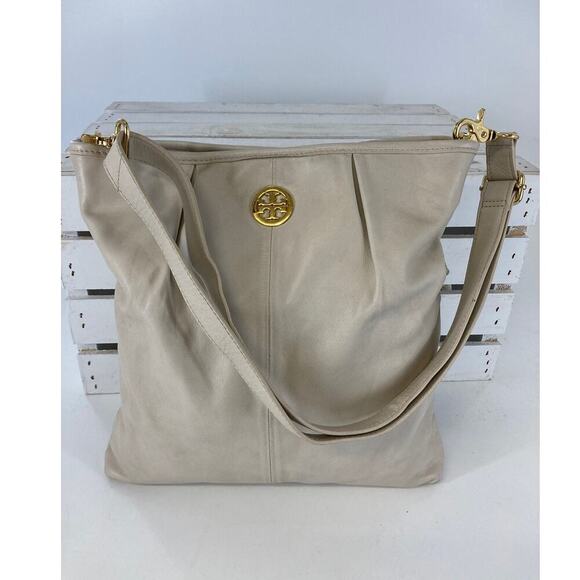 TORY BURCH MEDIUM IVORY LEATHER VERONA FOLDOVER CROSSBODY BAG - Picture 1 of 16